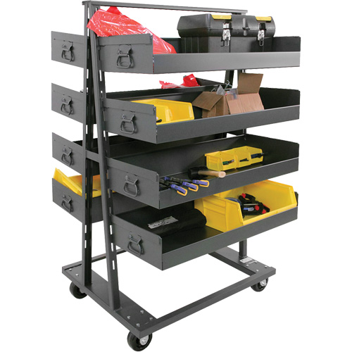 Double-Sided Heavy Duty A-Frame Cart with 8 Large Lipped Trays, 38" x 30" x 63", 2500 lbs. Capacity Cantin et fils