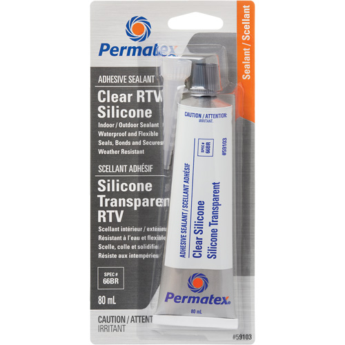 RTV Adhesive Sealant, 80 ml, Tube, Clear Cantin et fils
