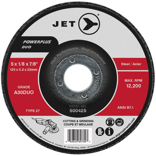 POWERPLUS DUO Cutting/Grinding Wheel, 4" x 1/8", 5/8" Arbor, Type 27, A30DUO Grit Cantin et fils