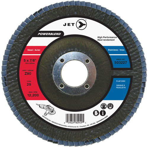 POWERBLEND Flap Disc, 5" x 7/8", Type 29, Z80 Grit, Zirconia Alumina Cantin et fils