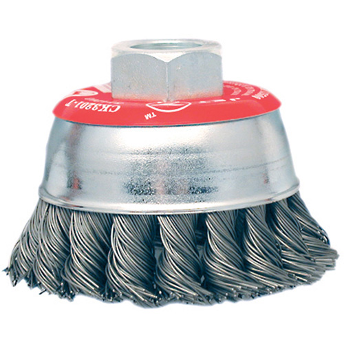 High-Performance Knot Twisted Cup Brush, 3" Dia. x 10mm x 1.25" Arbor Cantin et fils