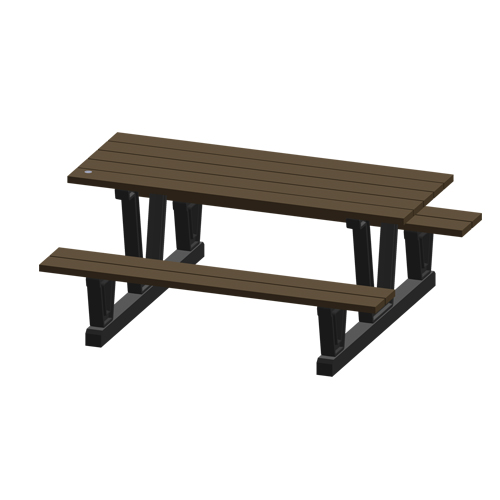 Recycled Plastic Outdoor Picnic Tables, 72" L x 60-5/16" W, Walnut Cantin et fils
