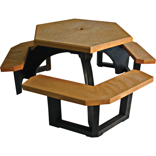 Recycled Plastic Hexagon Picnic Tables, 78" L x 78" W, Cedar Cantin et fils