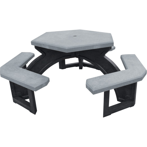 Recycled Plastic Hexagon Picnic Tables, 78" L x 78" W, Grey Cantin et fils