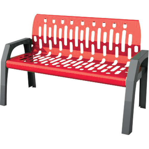 Bancs Stream, Acier, 48" lo x 25" la x 34" h, Rouge Cantin et fils