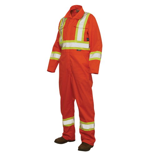 Unlined Safety Coveralls, Large, High Visibility Orange Cantin et fils