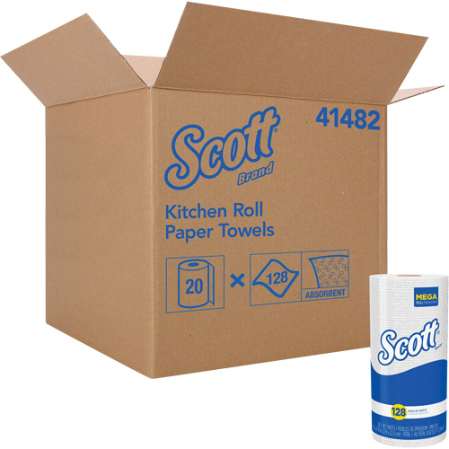 Rouleau de chiffons de cuisine Scott, 1 Pli, 128 Feuilles/rouleau, 11" la, 8,78" lo Cantin et fils