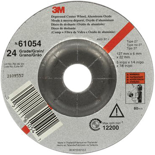 Depressed Centre Grinding Wheel, 5" x 27, Aluminum Oxide Cantin et fils