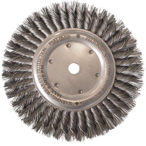 Wire Wheel Brushes, 8" Dia., 0.014" Fill, 5/8"-11 Arbor, Steel Cantin et fils