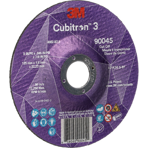 Cubitron 3 Cut-Off Wheel, 5" x 0.045", 7/8" Arbor, Type T27, Ceramic, 12250 RPM Cantin et fils
