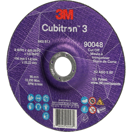 Cubitron 3 Cut-Off Wheel, 6" x 0.045", 7/8" Arbor, Type T27, Ceramic, 10200 RPM Cantin et fils