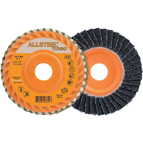Disque &agrave; lamelles Turbo ALLSTEEL, 4-1/2" x 5/8"-11, Grain 60, Alumine de zirconium Cantin et fils
