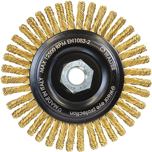 Brosse m&eacute;tallique &agrave; touret sans cr&eacute;ation d'&eacute;tincelles, 5" dia. x 5/8"-11 arbre Cantin et fils