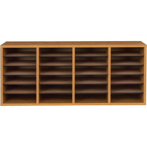 Casier &agrave; compartiments r&eacute;glable pour documentation, Stationnaire, 24 fentes, Bois, 39-1/4" la x 11-3/4" p x 16-1/4" h Cantin et fils