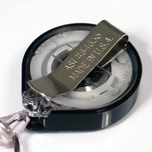 Porte-insignes r&eacute;tractables pour carte d'identit&eacute; Mini-Bak, Plastique, C&acirc;ble 36", Fixation Agrafe de ceinture Cantin et fils