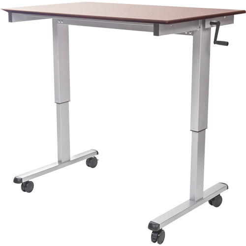 Adjustable Stand-Up Workstations, Stand-Alone Desk, 48-1/2" H x 59" W x 29-1/2" D, Walnut Cantin et fils