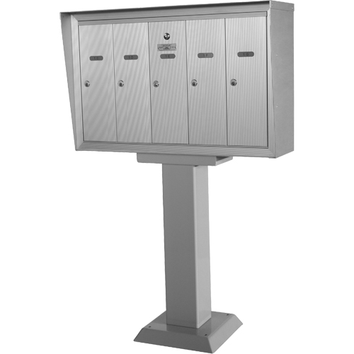 Single Deck Mailboxes, Pedestal -Mounted, 16" x 5-1/2", 4 Doors, Aluminum Cantin et fils
