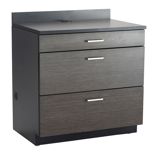 Modular Base Cabinet, 3 Drawers, 36" W x 25" D x 39" H, Asian Night/Black Cantin et fils