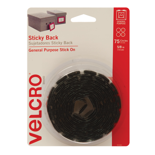 Fastener Coins, Hook & Loop, 5/8" Dia., Adhesive, Black Cantin et fils