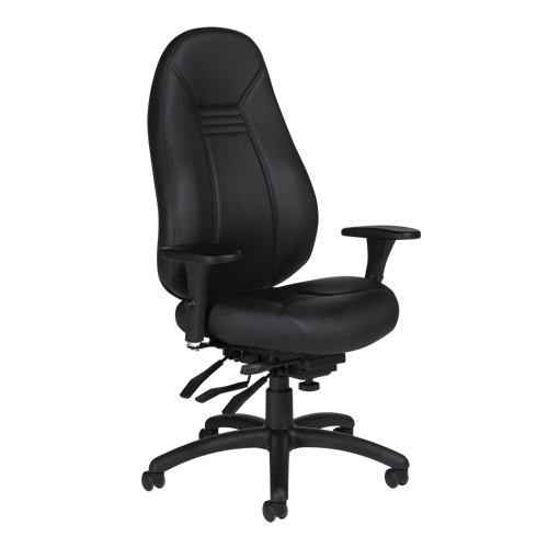Chaise confortable &agrave; dos &eacute;lev&eacute;, Cuir, Noir, Capacit&eacute; 300 lb Cantin et fils