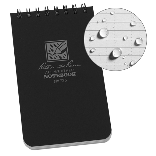 Pocket Top-Spiral Notebook, Soft Cover, Black, 100 Pages, 3" W x 5" L Cantin et fils