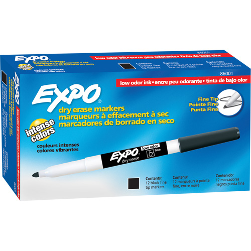 Low Odour Dry Erase Whiteboard Marker, Black, Fine Tip Cantin et fils