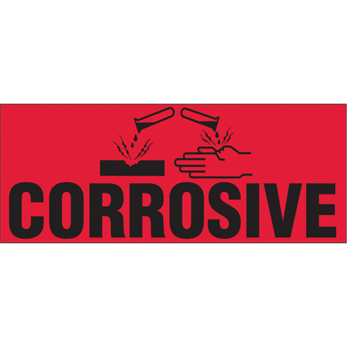 "Corrosive" Special Handling Labels, 5" L x 2" W, Black on Red Cantin et fils