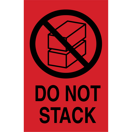 &eacute;tiquettes  Do Not Stack  pour envoi international, 6" lo x 4" la, Noir/rouge Cantin et fils