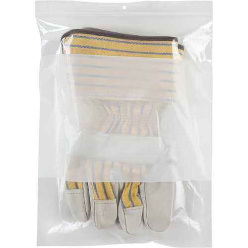 Sacs en poly avec espace inscriptible blanc, Refermable, 12" x 9", 2 mils Cantin et fils