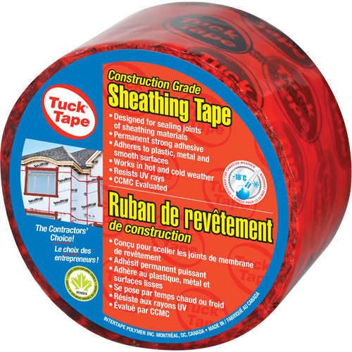 Contractors Sheathing Tape, 60 mm (2-3/8") x 55 m (180.4'), Red Cantin et fils