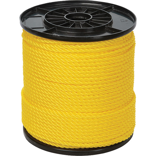 1/4" Yellow Twisted 3-Strand Rope, Polypropylene, 550' Cantin et fils