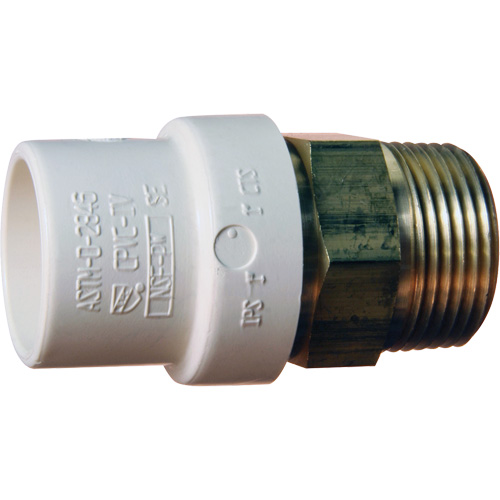 Adaptateur de tuyau filet&eacute;, Noeud x MPT, 1/2" dia., Laiton/PVC-C Cantin et fils