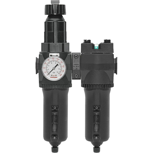 Manual Drain Filter, Regulator & Coalescing Filter with Metal Bowl Modulair 400, 1/4" NPT, 200 psi, 9.1 fl. oz. Capacity Cantin et fils