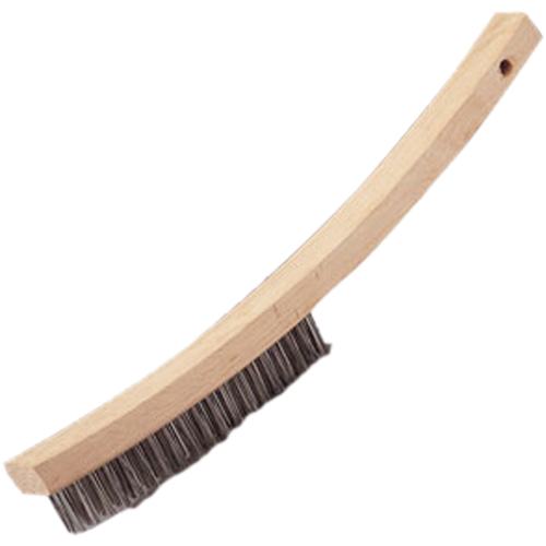 Brosse &agrave; main &agrave; r&eacute;curer &agrave; manche courb&eacute;, Acier inoxydable, 4 x 20 rangs de fils, Longueur 17" Cantin et fils