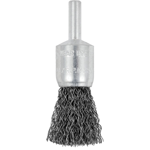E050-12 Shaft Mounted Crimped End Brush, 1/2", 0.012" Fill, 1/4" Shank Cantin et fils