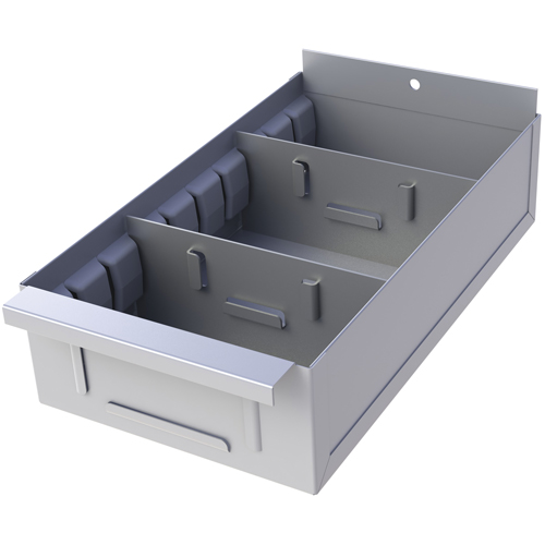 Interlok Boltless Shelving Shelf Box, Steel, 11-5/8" W x 18" D x 4-3/4" H, Light Grey Cantin et fils