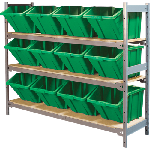 &eacute;tag&egrave;res larges avec bacs g&eacute;ants en plastique, Acier, Sans boulons, Capacit&eacute; 800 lb, 66" la x 60" h x 18" p Cantin et fils