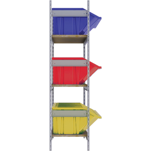 Wide Span Shelving with Jumbo Plastic Bins, Steel, Boltless, Starter, 66" W x 60" H x 18" D Cantin et fils
