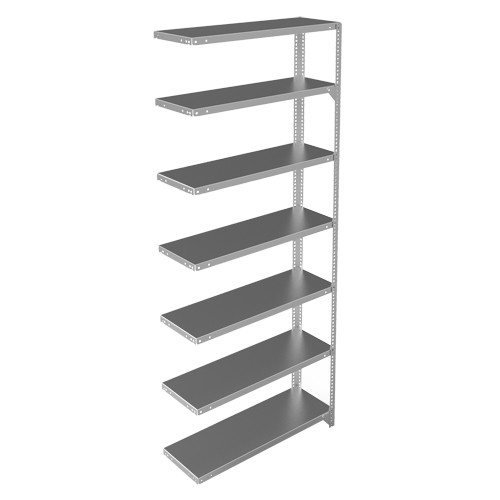 Shelving Unit, Galvanized Steel, Slotted Angle, 400 lbs. Capacity, 36" W x 84" H x 12" D Cantin et fils