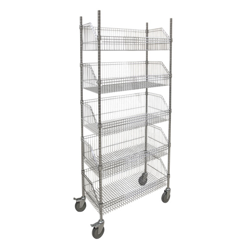 Wire Basket Shelving Cart, 5 Tiers, 36" W x 80" H x 18" D Cantin et fils