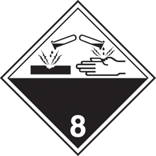 &eacute;tiquettes d'exp&eacute;dition TMD, Classe 8, Corrosifs, Papier Cantin et fils