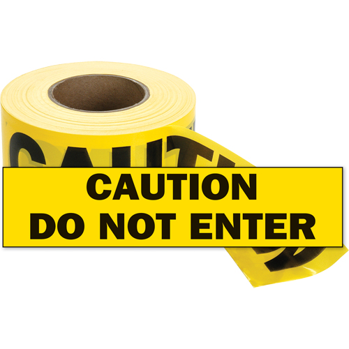Rubans pour barricades, Anglais, 3" la x 1000' lo, 2 mils, Noir sur jaune Cantin et fils