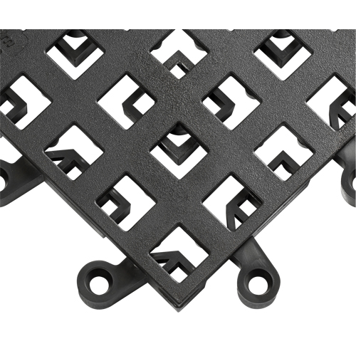 ErgoDeck&reg; Mat No. 560, PVC, 1-1/2' W x 1-1/2' L, 7/8" Thick, Black Cantin et fils
