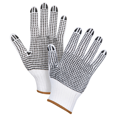 Gants tricot&eacute;s deux c&ocirc;t&eacute;s &agrave; pois, Poly/coton, Deux c&ocirc;t&eacute;s, Calibre 7, Grand Cantin et fils