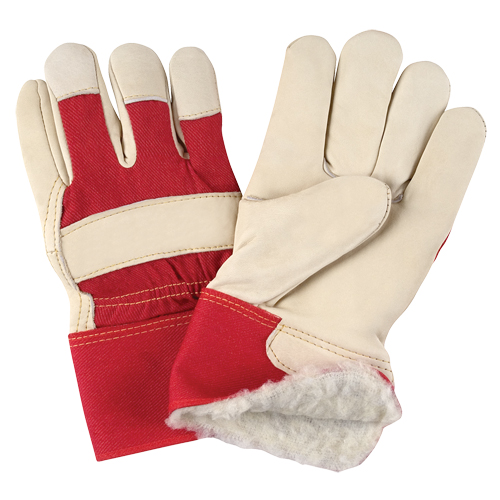 Red & White Premium Winter-Lined Fitters Gloves, Large, Grain Cowhide Palm, Boa Inner Lining Cantin et fils