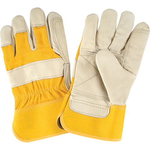 Gants d'ajusteur de premi&egrave;re qualit&eacute;, Grand, Paume en Cuir fleur de vache, Doublure en Coton Cantin et fils
