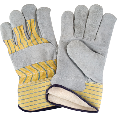Gants d'ajusteur doubl&eacute;s pour l'hiver, T-Grand, Paume en Cuir de vache refendu, Doublure en Molleton de coton Cantin et fils