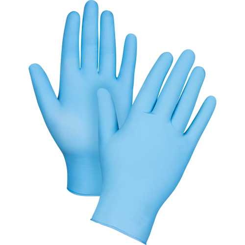 Gants jetables de calibre m&eacute;dical r&eacute;sistants &agrave; la perforation, Petit, Nitrile, 3,5 mils, Sans poudre, Bleu, Classe 2 Cantin et fils