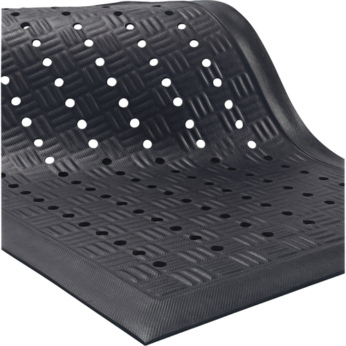 Tapis Cushion Station, &agrave; fentes, 3-1/5' x 5-3/10' x 9/16", Noir, Nitrile Cantin et fils