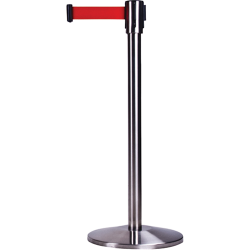 Free-Standing Crowd Control Barrier, Steel, 35" H, Red Tape, 7' Tape Length Cantin et fils